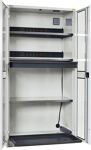 Elektro-Flügeltürenschrank H1995xB1000xT580mm grau 3BD 1Schubl.Sichtfenstert.