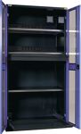 Elek.-Flügeltürenschrank H1995xB1000xT580mm grau/blau 3BD 1Schubl.Sichtfenstert.