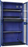 Elektro-Flügeltürenschrank H1995xB1000xT580mm blau 3BD 1Schubl.Sichtfenstert.