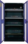 Elektro-Flügeltürenschrank H1995xB1000xT400mm grau/blau NCS 4 BD Sichtfenstert.
