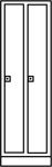 Fächerschrank m.Sockel lichtgrau/enzianblau H1950xB620xT500mm 2 Abt.C+P