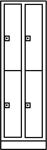 Fächerschrank m.Sockel lichtgrau/lichtgrau H1950xB620xT500mm 2x2 Abt.C+P
