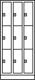 Fächerschrank m.Sockel lichtgrau/lichtgrau H1950xB620xT500mm 2x3 Abt.C+P