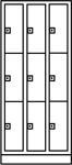 Fächerschrank m.Sockel lichtgrau/enzianblau H1950xB620xT500mm 2x3 Abt.C+P