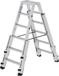 Stufenstehleiter 2x6 Stufen Alu.Gesamt-H.1380mm m.4 Holmverlängerungen MUNK