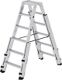 Stufenstehleiter 2x6 Stufen Alu.Gesamt-H.1380mm m.4 Holmverlängerungen MUNK