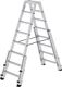 Stufenstehleiter 2x8 Stufen Alu.Gesamt-H.1850mm m.4 Holmverlängerungen MUNK