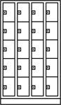 Fächerschrank m.Sockel lichtgrau/lichtgrau H1950xB620xT500mm 2x5 Abt.C+P