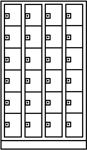Fächerschrank m.Sockel lichtgrau/enzianblau H1950xB620xT500mm 2x6 Abt.C+P
