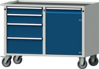 Werkstattwagen H810xB1090xT620mm grau/enzianblau 1x90/120/180/210, 1Tür 600mm