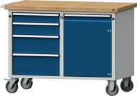 Werkstattwagen H850xB1140xT650mm grau/enzianblau 1x90/120/180/210,1 Tür 600mm
