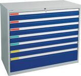 Schubladenschrank H900xB1000xT500mm grau/blau 6x100,1x200mm Schubl.