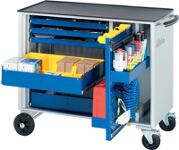 Werkzeugwagen H890xB1025xT520mm Metallplatte 5 Schubladen lichtgrau/enzianblau