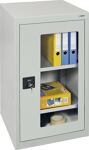 Flügeltürenschrank H900xB500xT500mm lichtgrau/lichtgrau 2BD Sichtfenstert.STUMPF