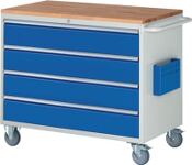 Werkstattwagen Buchenplatte H975xB1145xT650mm Trgf.50kg lichtgrau/blau