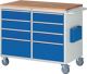 Werkstattwagen Buchenplatte H975xB1145xT650mm Trgf.100kg lichtgrau/blau