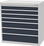 Schubladenschrank H1019xB980xT500mm lichtgrau/grau 4x100,2x150,1x200mm Vollausz.