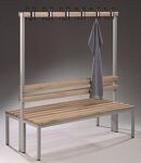 Garderobenbank H1710xB1000xT756mm m.Holzleisten STA schwarzgrau m.Schuhrost C+P