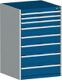 Schubladenschrank H1200xB1050xT750mm 2x75/200 1x100 3x150 grau/blau 75kg