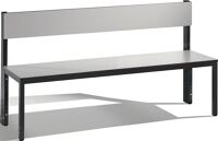 Garderobenbank H796xB1500xT407mm m.HPL-Leisten STA schwarzgrau m.Lehne C+P