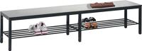 Garderobenbank H401xB1960xT353mm m.HPL-Leisten STA schwarzgrau m.Schuhrost C+P