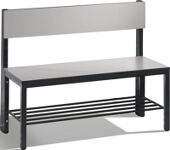 Garderobenbank H796xB1000xT407mm HPL-Leisten STA schwarzgrau Lehne/Schuhrost C+P