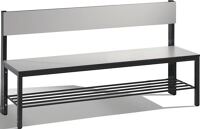 Garderobenbank H796xB1500xT407mm HPL-Leisten STA schwarzgrau Lehne/Schuhrost C+P