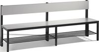 Garderobenbank H796xB1960xT407mm HPL-Leisten STA schwarzgrau Lehne/Schuhrost C+P