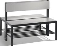 Garderobenbank H796xB1000xT760mm HPL-Leisten STA schwarzgrau doppels./Schuhrost