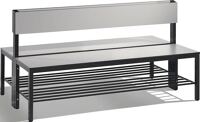 Garderobenbank H796xB1500xT760mm HPL-Leisten STA schwarzgrau doppels./Schuhrost