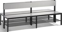 Garderobenbank H796xB1960xT760mm HPL-Leisten STA schwarzgrau doppels./Schuhrost