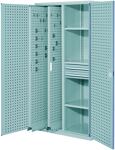 Vertikalschrank H1950xB1000xT600mm grau 2Ausz.3Fächer SL2x100mm Lochplattent.