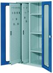 Vertikalschrank H1950xB1000xT600mm grau/blau 2 Auszüge 3 Fächer Sichtfenstert.