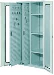Vertikalschrank H1950xB1000xT600mm lichtgrau 2 Auszüge 3 Fächer Sichtfenstert.