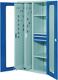 Vertikalschrank H1950xB1000xT600mm grau/blau 2Ausz.3Fächer SL2x100mm Sichtf.-Tür