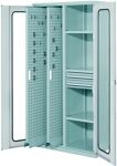 Vertikalschrank H1950xB1000xT600mm grau 2Ausz.3Fächer Schubl.2x100mm Sichtf.-Tür
