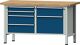Werkbank V B1500xT700xH840mm Buche massiv lichtgrau enzianblau 6 Schubl.ANKE