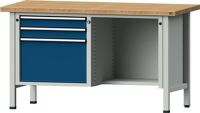 Werkbank V B1500xT700xH890mm Universalplatte grau/blau 3Schubl.BD zurückgesetzt