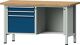 Werkbank V B1500xT700xH890mm Universalplatte grau/blau 3Schubl.BD zurückgesetzt