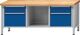 Werkbank V B2000xT700xH840mm Buche massiv grau blau 4 Schubl.offenes Fach ANKE