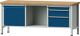 Werkbank V B2000xT700xH840mm Universalplatte lichtgrau/blau 3Schubl.offenes Fach
