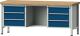 Werkbank V B2000xT700xH840mm Buche massiv grau/blau 6Schubl.BD zurückgesetzt