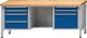 Werkbank V B2000xT700xH840mm Buche massiv grau blau 7 Schubl.BD zurückgesetzt