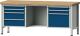 Werkbank V B2000xT700xH840mm Buche massiv grau/blau 7Schubl.BD zurückgesetzt