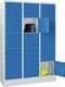 Fächerschrank H1850xB1230xT500mm m.Sockel Anz.Fächer 3x5 grau/blau Vollblechtür