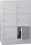 Fächerschrank H1518xB1630xT500mm m.Sockel Anz.Fächer 4x4 grau/blau Vollblechtür