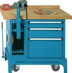 Werkbank B1000xT700xH850mm Buche-Multiplex grau blau 00.05.9068 RAL 5012 LOKOMA