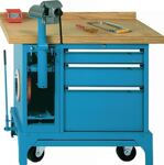 Werkbank B1000xT700xH850mm Buche-Multiplex grau blau 00.05.9069 RAL 5012 LOKOMA