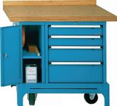 Werkbank B1000xT700xH850mm Buche-Multiplex grau blau 00.05.9076 RAL 5012 LOKOMA