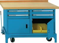 Werkbank B1300xT700xH850mm Buche-Multiplex grau blau 00.05.8743 RAL 5012 LOKOMA